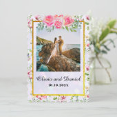 Invitation Élégant Mariage d'aquarelle de couleur rose pâle (Debout devant)