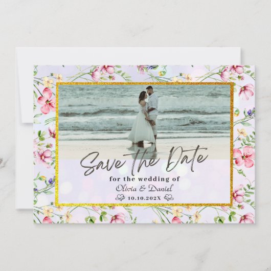 Invitation Élégant Mariage d'aquarelle de couleur rose pâle (Devant)