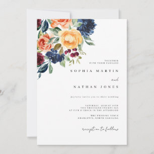 Invitation Elégant Mariage d'aquarelle de la Bourgogne automn