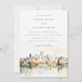 Invitation Élégant Mariage d'aquarelle de Portland Oregon Sky (Devant)