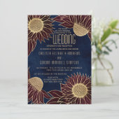 Invitation Elégant Mariage d'aquarelle de tournesol bordeaux (Debout devant)