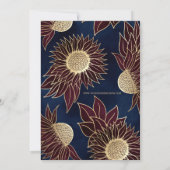 Invitation Elégant Mariage d'aquarelle de tournesol bordeaux (Dos)