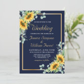 Invitation Elégant mariage d'aquarelle des tournesols Eucalyp (Debout devant)