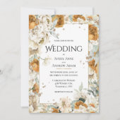 Invitation Elégant Mariage d'aquarelle d'or neutre (Devant)