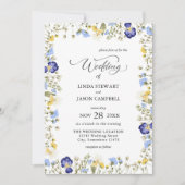 Invitation Élégant Mariage d'aquarelle fleurie d'automne (Devant)