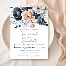 Elégant mariage d'aquarelle fleurie marine pêche