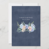 Invitation Elégant Mariage d'aquarelle floral Blue Blush Fram (Dos)