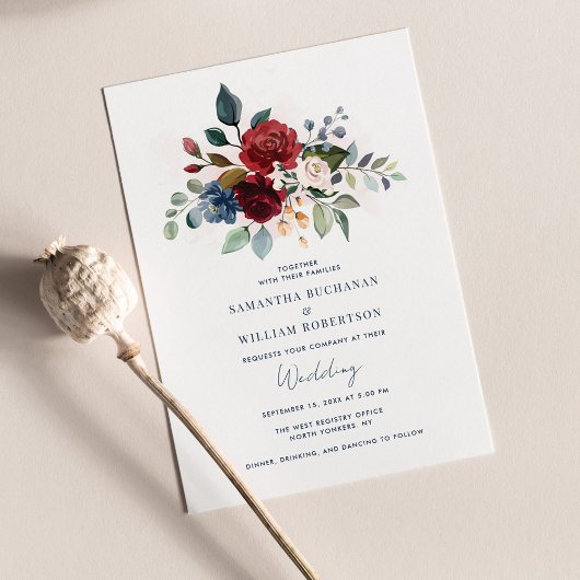 Invitation Elégant Mariage d'aquarelle florale