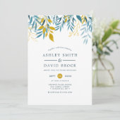 Invitation Elégant Mariage d'aquarelle florale de la marine (Debout devant)