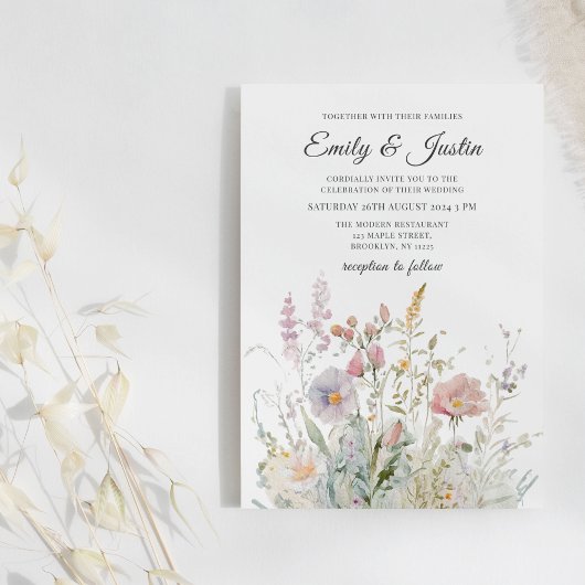 Invitation Élégant Mariage d'aquarelle florale Fleur sauvage