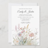 Invitation Élégant Mariage d'aquarelle florale Fleur sauvage (Devant)