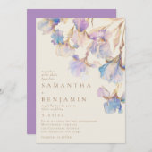 Invitation Elégant Mariage d'aquarelle florale Iris (Devant / Derrière)