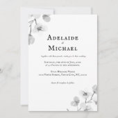 Invitation Elégant Mariage d'aquarelle florale noir et blanc (Devant)