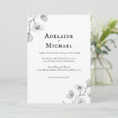 Invitation Elégant Mariage d'aquarelle florale noir et blanc (Debout devant)