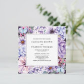 Invitation Élégant Mariage d'aquarelle florale pourpre (Debout devant)