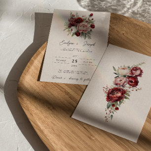 Invitation Elégant Mariage d'aquarelle florale rustique de Bo