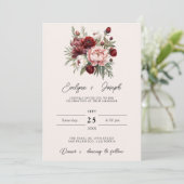 Invitation Elégant Mariage d'aquarelle florale rustique de Bo (Debout devant)