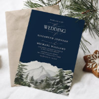 Élégant Mariage d'aquarelle hiver Pine des neiges