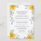 Invitation Elégant Mariage d'aquarelle jaune et vert (Devant)