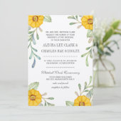 Invitation Elégant Mariage d'aquarelle jaune et vert (Debout devant)