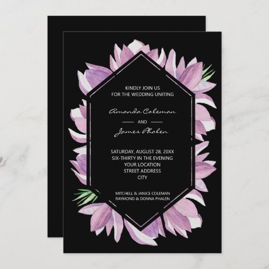 Invitation Elégant Mariage d'aquarelle Magnolia (Devant / Derrière)
