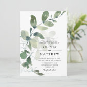 Invitation Elégant Mariage d'aquarelle moderne Eucalyptus (Debout devant)