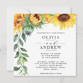 Invitation Elégant Mariage d'aquarelle moderne tournesol (Devant)