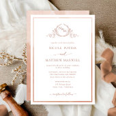 Invitation Élégant Mariage d'aquarelle Monogram Terracotta