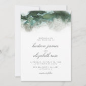 Invitation Elégant Mariage d'aquarelle Ocean Green Ombre (Devant)