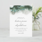 Invitation Elégant Mariage d'aquarelle Ocean Green Ombre (Debout devant)