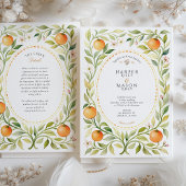 Invitation Elégant Mariage d'aquarelle orange Grove