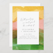 Invitation Elégant Mariage d'aquarelle rose Abstrait (Devant / Derrière)