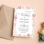 Invitation Élégant Mariage d'aquarelle rose d'automne
