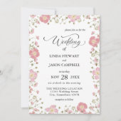 Invitation Élégant Mariage d'aquarelle rose d'automne (Devant)