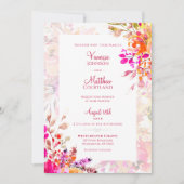 Invitation Élégant Mariage d'aquarelle rose et orange (Devant)