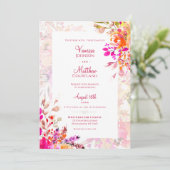 Invitation Élégant Mariage d'aquarelle rose et orange (Debout devant)