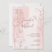 Invitation Élégant Mariage d'aquarelle rose floral (Devant)