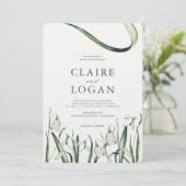 Invitation Elégant Mariage d'aquarelle Snowdrops (Debout devant)