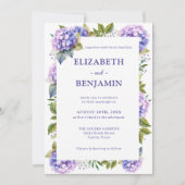 Invitation Élégant Mariage d'aquarelle violet hydrangée (Devant)