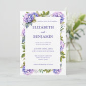 Invitation Élégant Mariage d'aquarelle violet hydrangée (Debout devant)