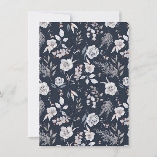 Invitation Élégant Mariage d'arc botanique bleu de la Marine (Dos)