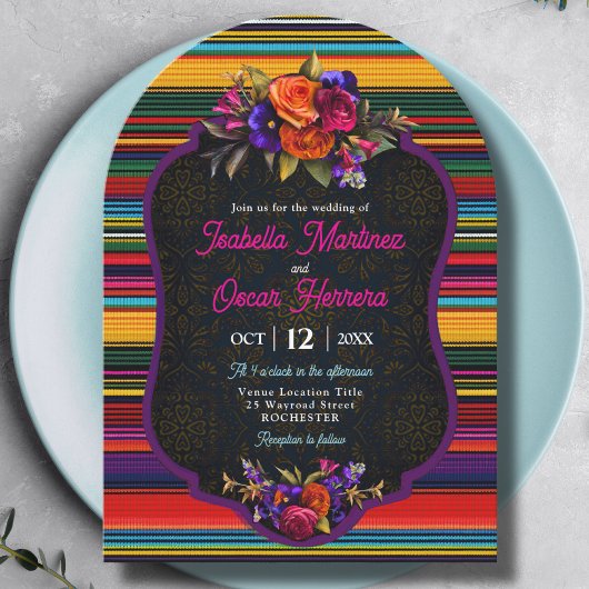 Invitation Élégant mariage d'arc de fleurs mexicain