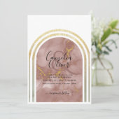 Invitation Élégant Mariage d'arc en or en marbre de terre en (Debout devant)