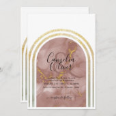 Invitation Élégant Mariage d'arc en or en marbre de terre en (Devant / Derrière)