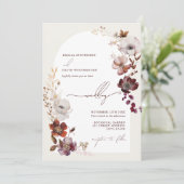 Invitation Élégant Mariage d'arc floral de Bourgogne (Debout devant)