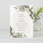 Invitation Élégant Mariage d'arc floral d'hiver (Debout devant)
