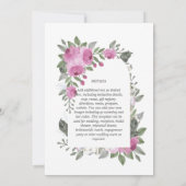 Invitation Élégant Mariage d'arc floral en cerise rose pâle (Dos)