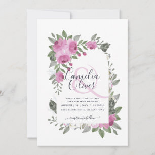 Invitation Élégant Mariage d'arc floral en cerise rose pâle