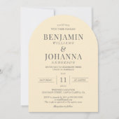 Invitation Élégant Mariage d'arc jaune beurre (Devant)