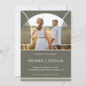 Invitation Élégant Mariage d'arc photo Olive (Devant)